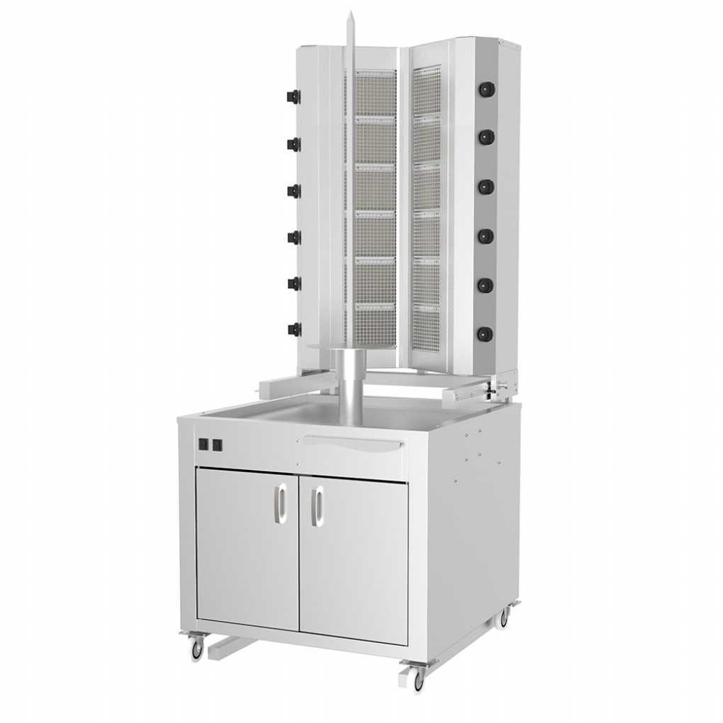 KLG226-VAD Gas Doner Kebab Grıll Bottom Motor V Model, With Trolley & Cabinet