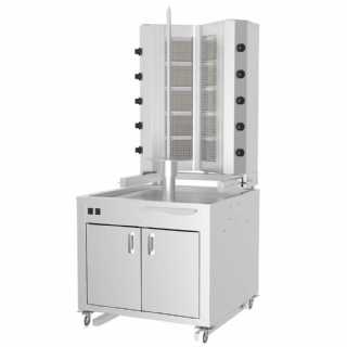 KLG225-VAD Gas Doner Kebab Grıll Bottom Motor V Model, With Trolley & Cabinet